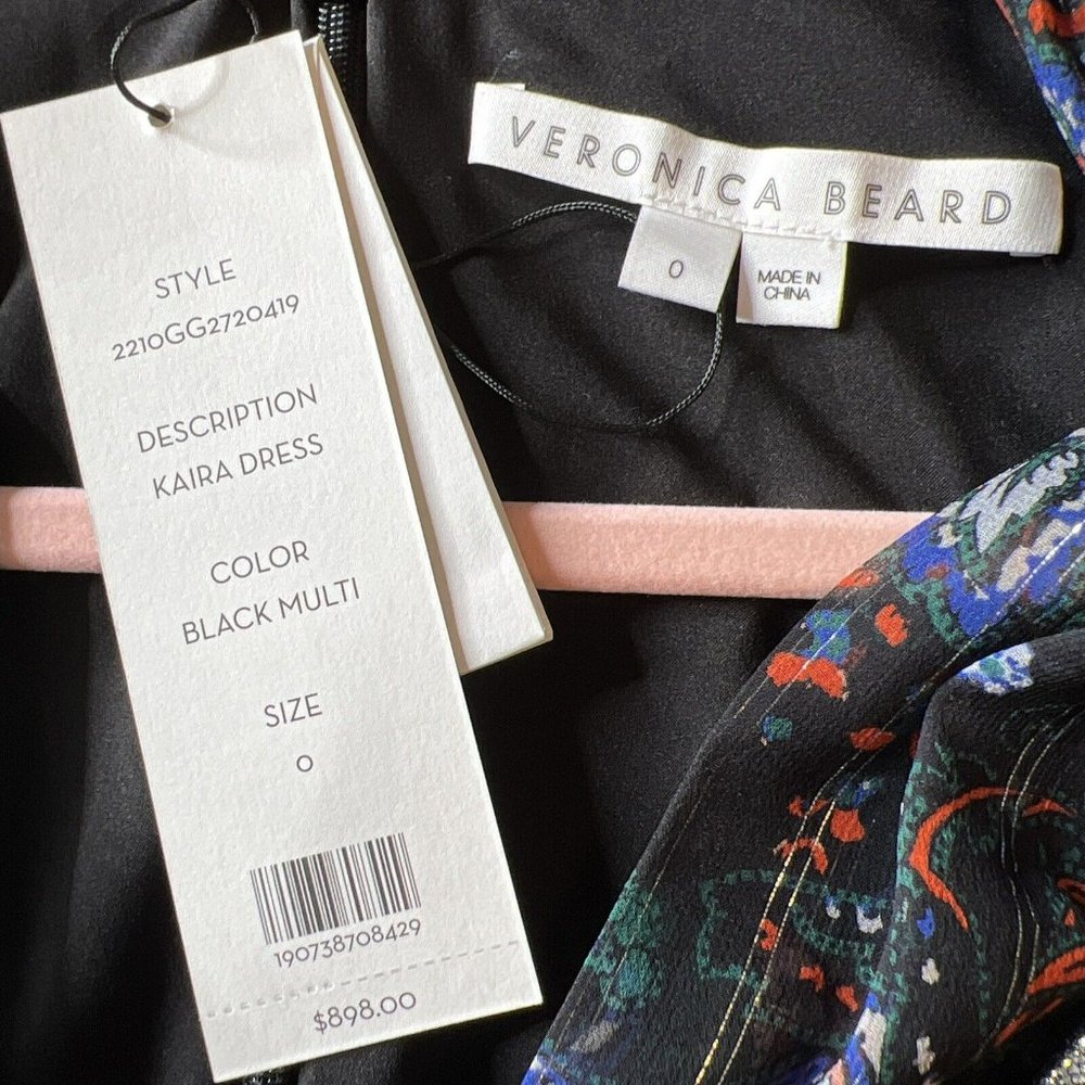 Veronica Beard Black Floral Maxi Dress with Navy and Rust Accents - Picture 14 of 15